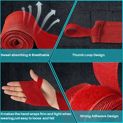 2 Rolls of 2.5M Cotton Boxing Bandages for MMA and Sanda Competition Gloves and Gauntlets