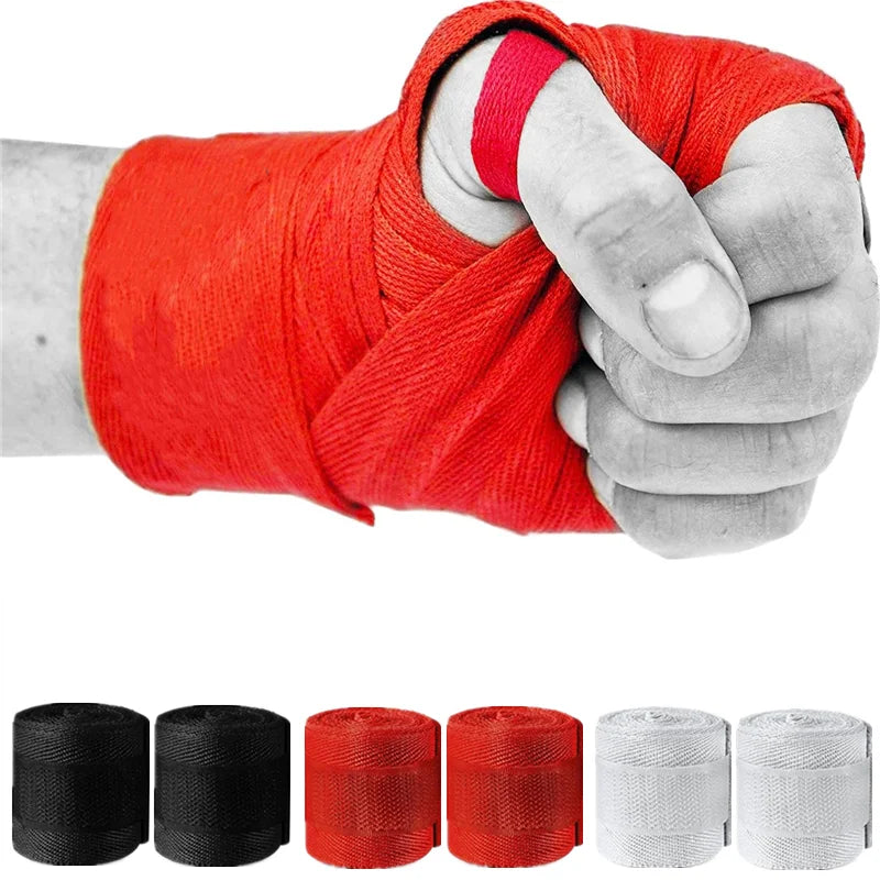 2 Rolls of 2.5M Cotton Boxing Bandages for MMA and Sanda Competition Gloves and Gauntlets