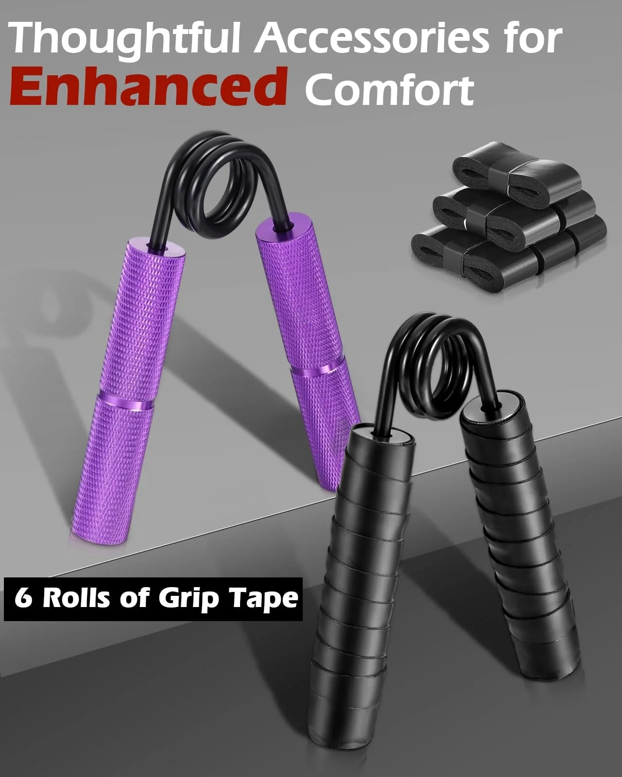 Adjustable Resistance Hand Grip Strength Trainer Set - 6 Pack for Wrist and Forearm Strengthening, Non-Slip Design